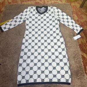 DKNY Black and White Patterned Dress!NWT! Size M